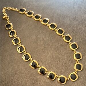 Vintage Gold Toned Black and Cream Necklace